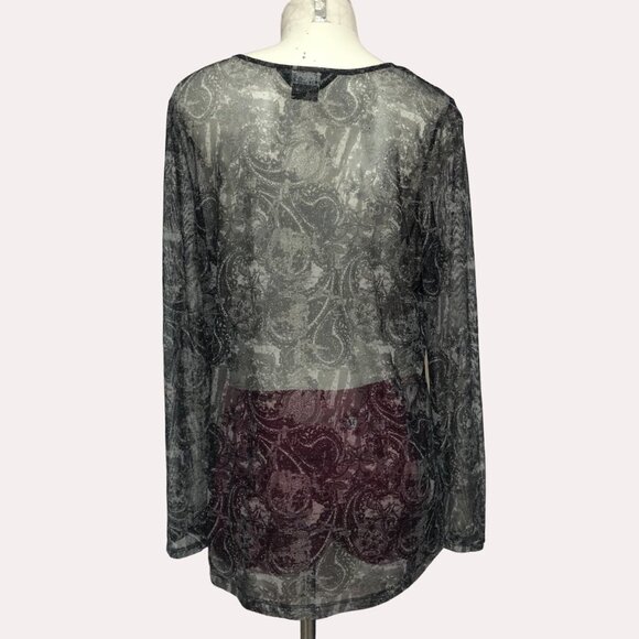 MICHEL Studio Collection Sheer Long Sleeve Top Size 2XL - Picture 2 of 10